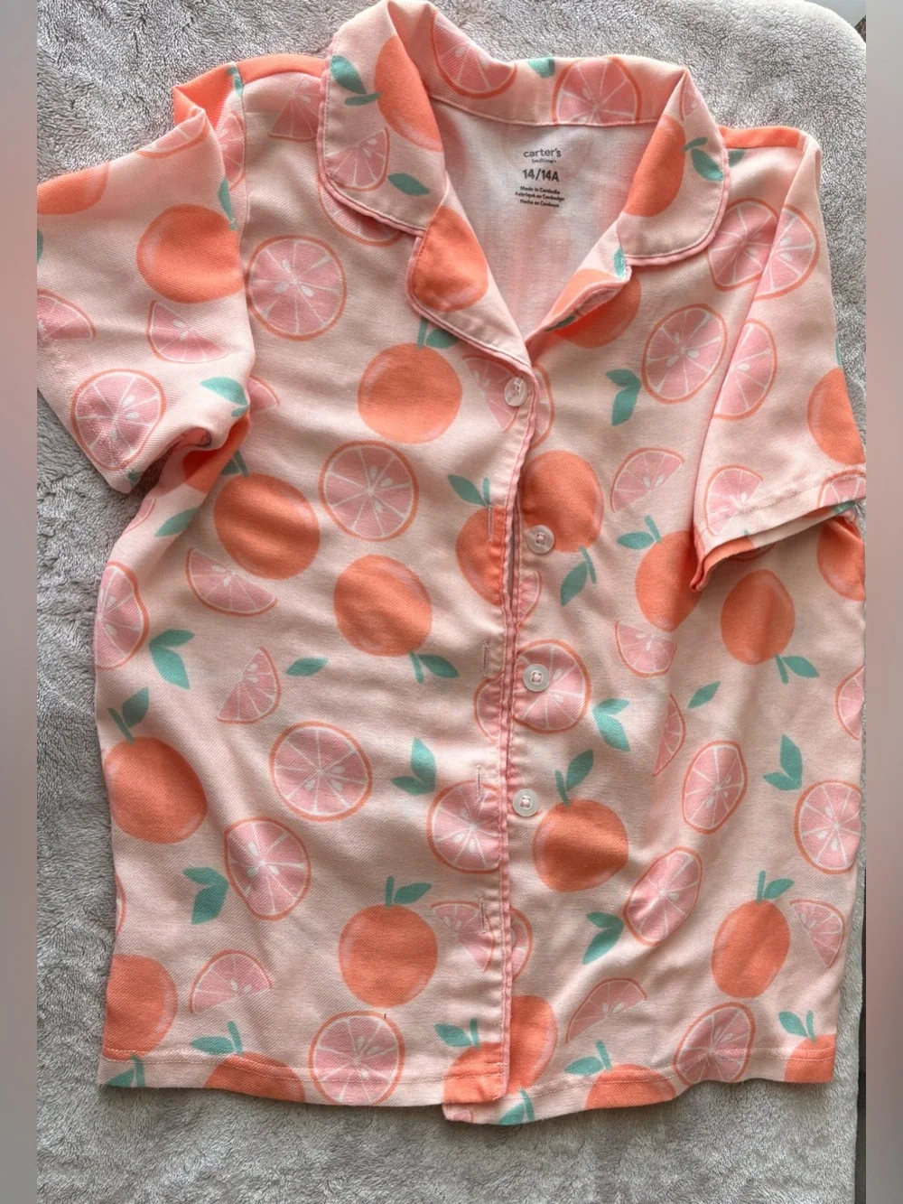 Carter's Peach and Mint Fruit Print Short-Sleeve Pajama Set